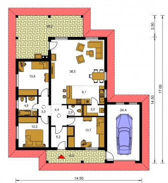 Mirror image | Floor plan of ground floor - BUNGALOW 157